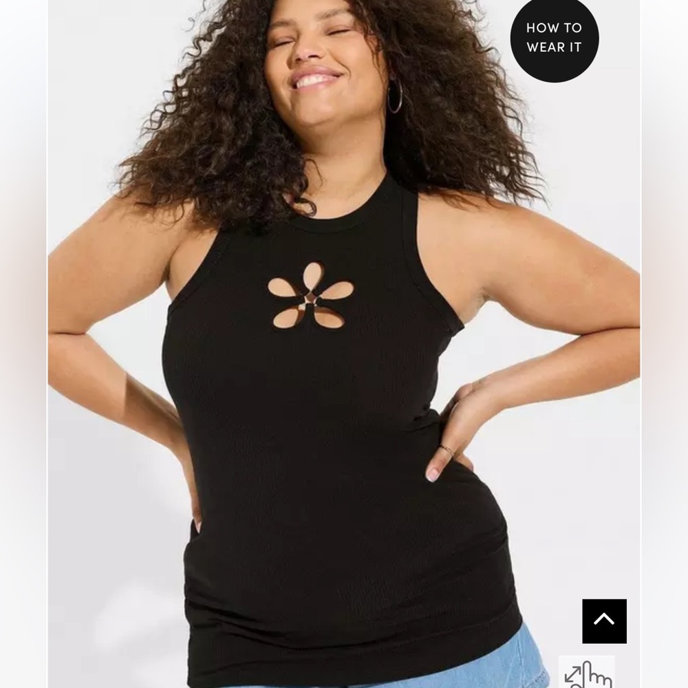 Torrid Super Soft Rib Flower O-Ring Tank Top W1349 Plus Size 6X